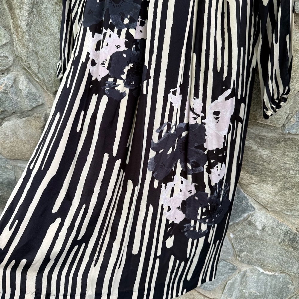 NOA NOA Silk Blend Striped Floral Pleated Shift Dress size XS - Picture 5 of 6